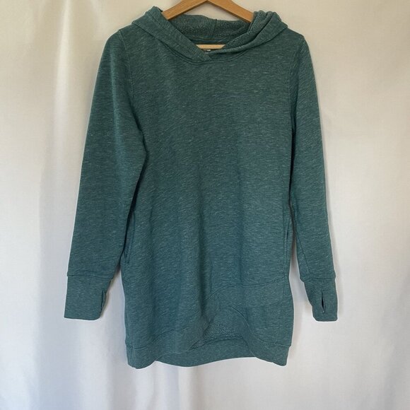 Tek Gear Teal DryTek Hooded Long Sleeve Tunic Sweatshirt M women's athletic - Picture 1 of 7